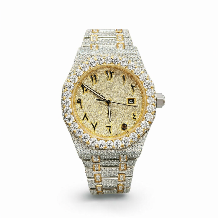 Luxury Iced Out Moissanite Diamond Dial Gold Silver Watch