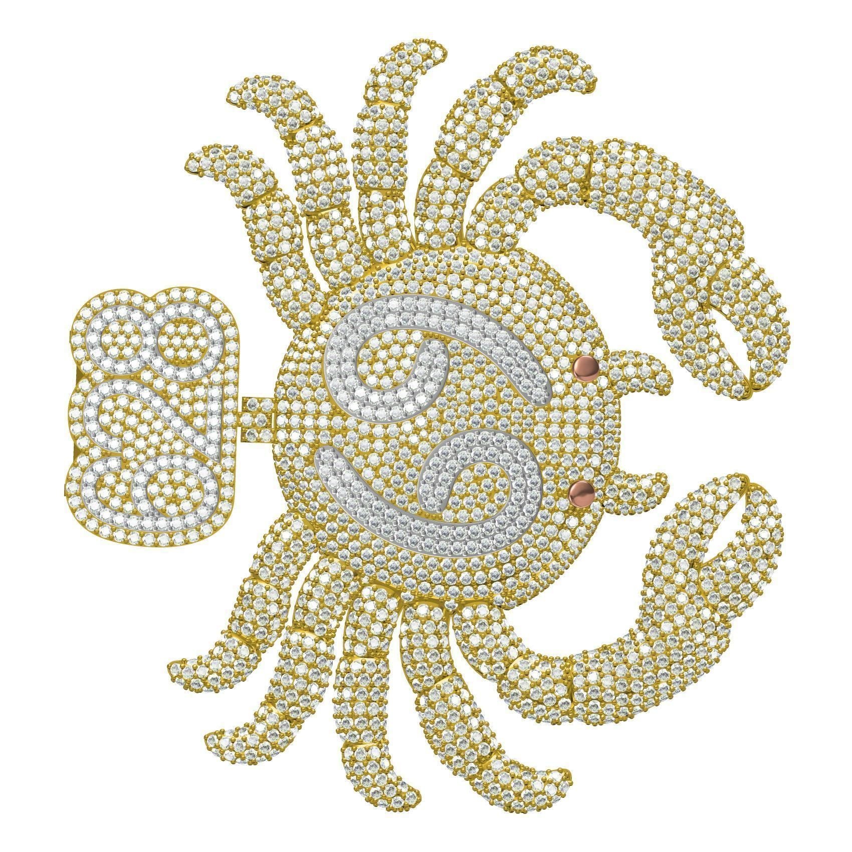 Cancer Zodiac Crab Icedout Hip Hop Pendant
