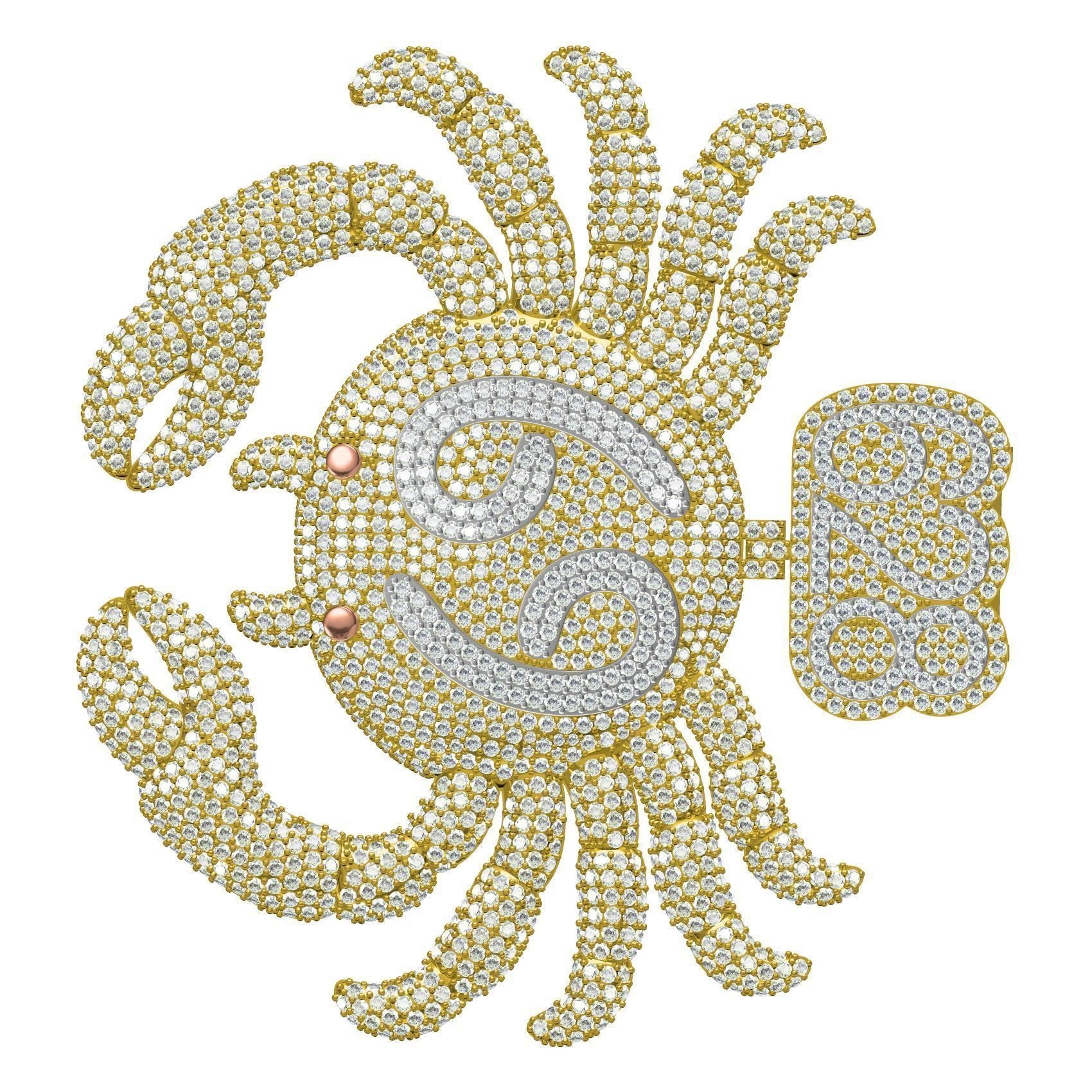 Cancer Zodiac Crab Icedout Hip Hop Pendant