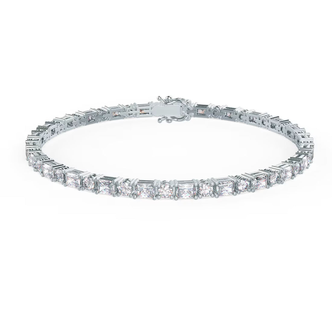 Luxury Emerald & Round Cut Diamond Tennis Bracelet