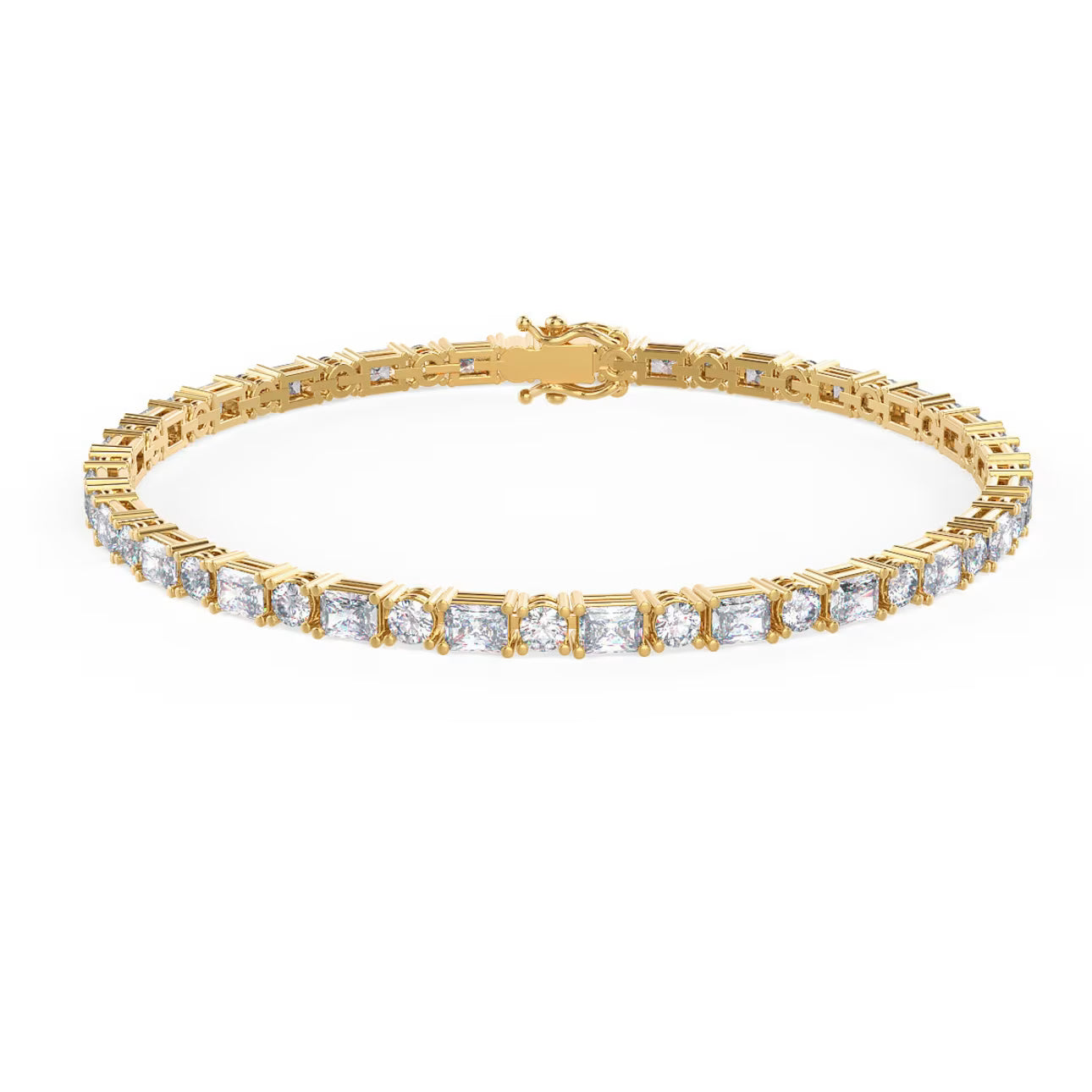 Luxury Emerald & Round Cut Diamond Tennis Bracelet