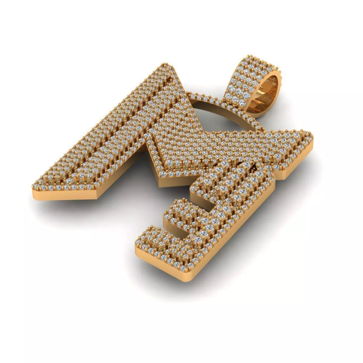 Full  IcedOut "M" Letter Hip Hop  Statement Pendant