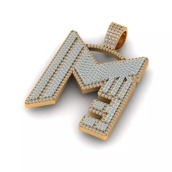 Full  IcedOut "M" Letter Hip Hop  Statement Pendant