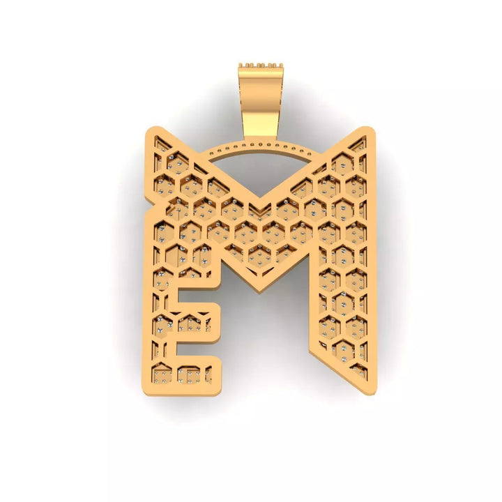 Full  IcedOut "M" Letter Hip Hop  Statement Pendant