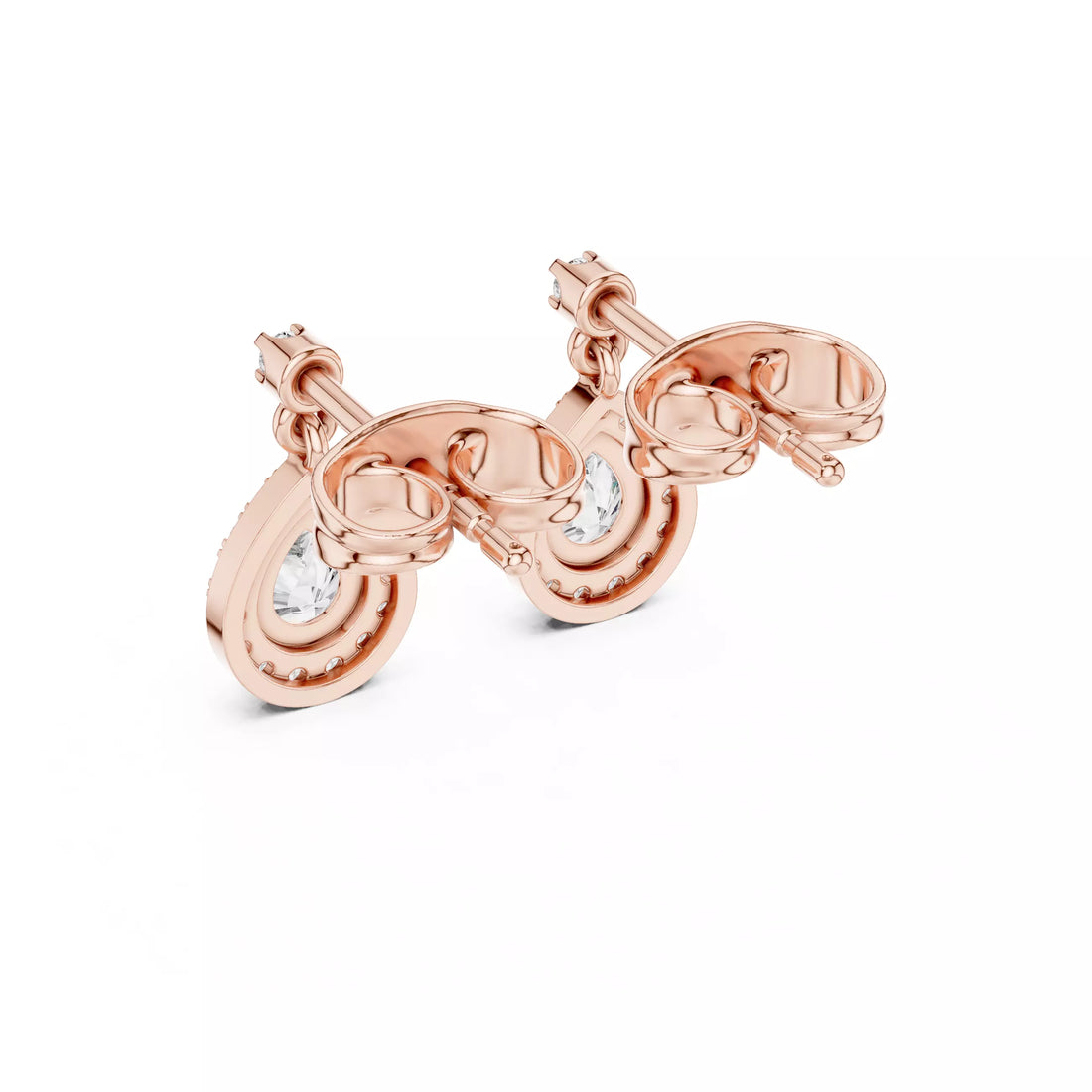 Pear Shape Diamond Halo Drop Stud Earrings