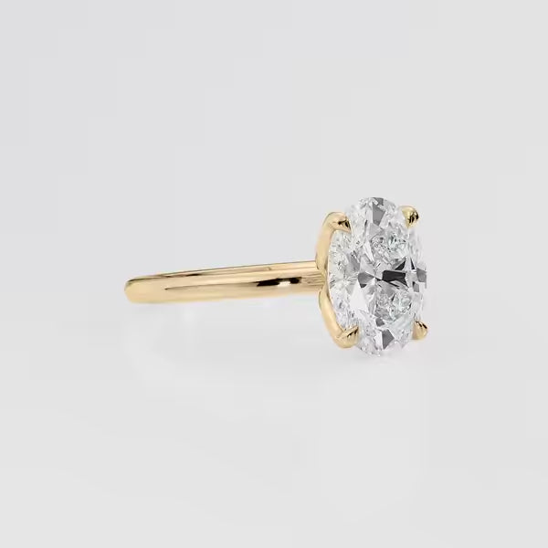Oval Cut Moissanite Four Prong Solitaire Engagement Ring