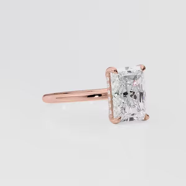 Radiant Cut Solitaire Hidden Halo Ring