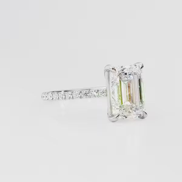 Emerald Cut Solitaire Pavé Ring