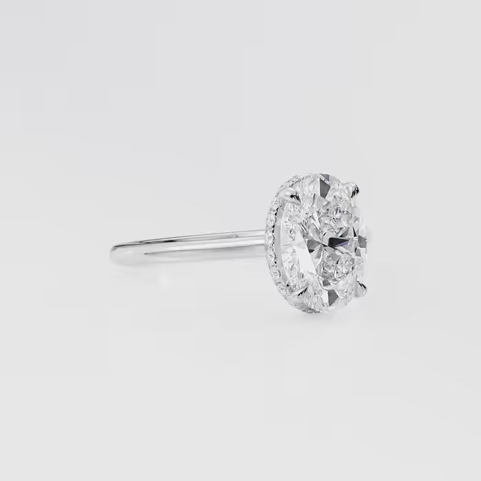 Oval Cut Diamond Hidden Halo Solitaire Engagement Ring
