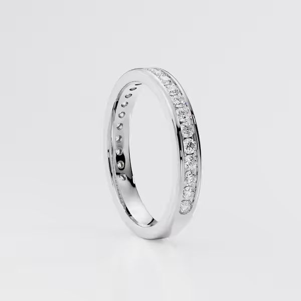Round Diamond Channel Set Eternity Band Ring For Women Wedding Jewelry