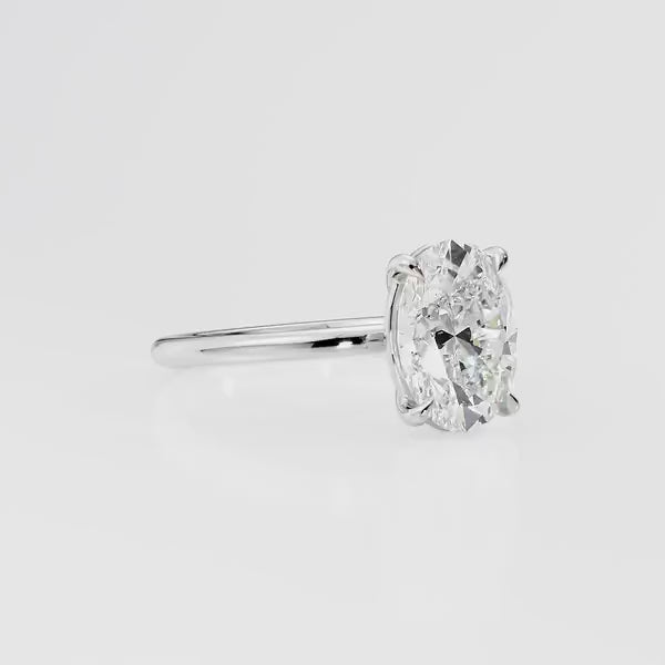 Oval Cut Solitaire Engagement Ring 14K White Gold Women
