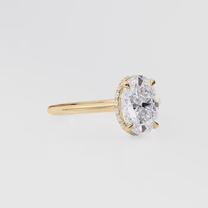 Oval Cut Diamond Hidden Halo Solitaire Engagement Ring