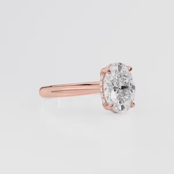 Oval Cut Cathedral Hidden Halo Engagement Ring