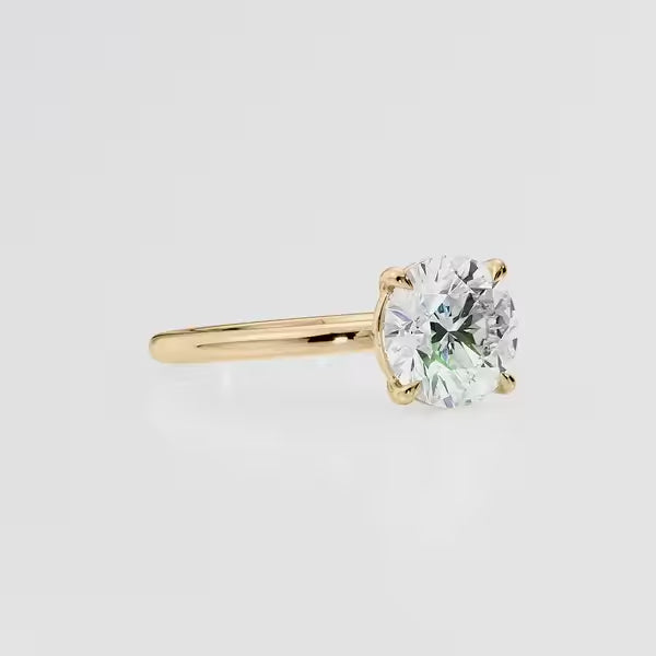 Round Cut Moissanite Four Prong Solitaire Engagement Ring 14K Gold