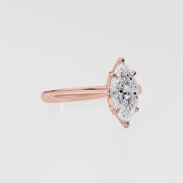 Marquise Cut Diamond Cathedral Engagement Ring for women