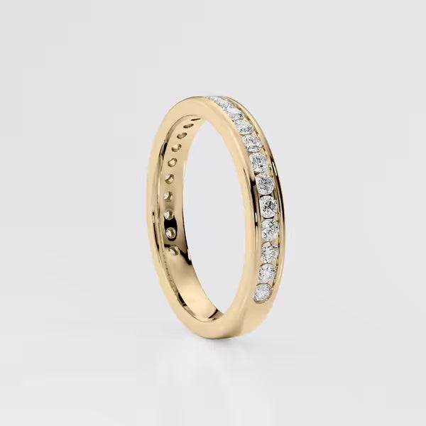 Round Diamond Channel Set Eternity Band Ring For Women Wedding Jewelry