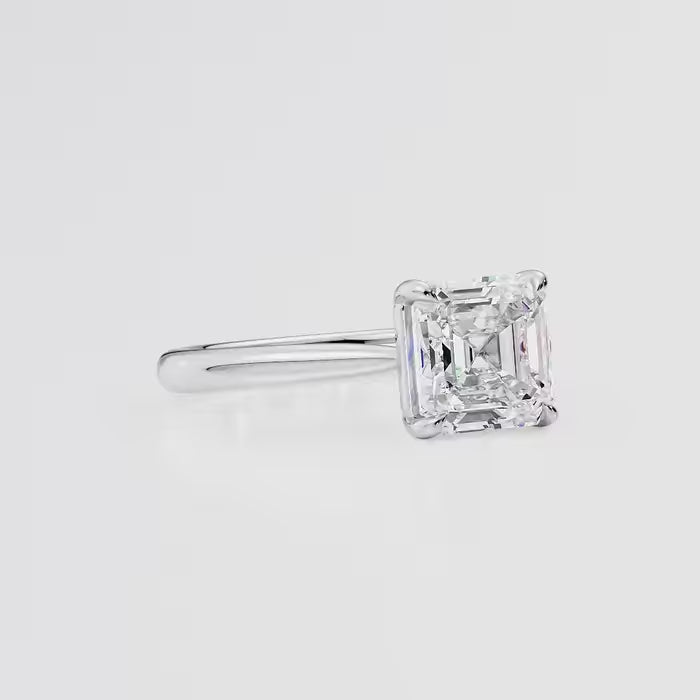 Asscher Cut Cathedral Engagement Ring Classic Four Prong Setting