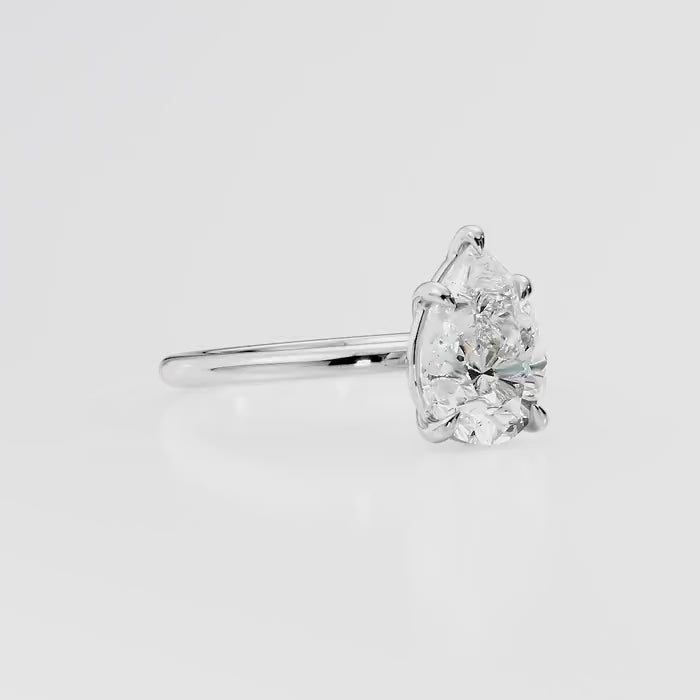Pear Cut Solitaire Diamond Engagement Ring Classic Promise Ring