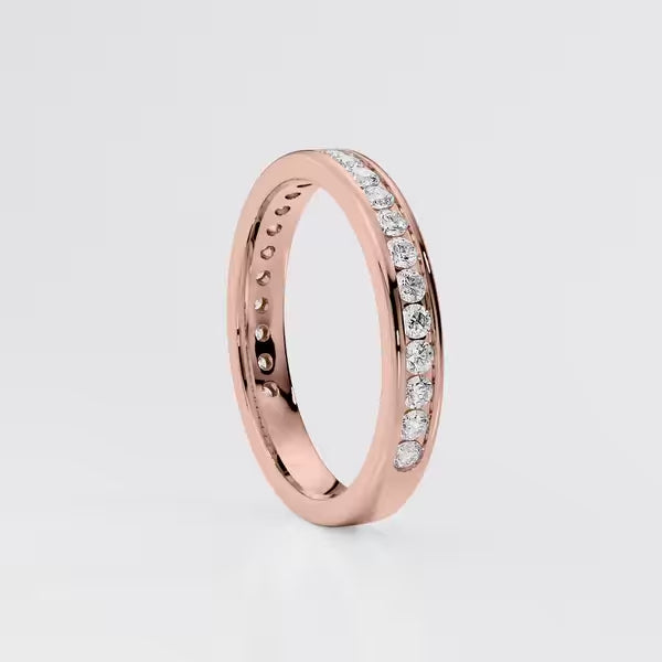 Round Diamond Channel Set Eternity Band Ring For Women Wedding Jewelry