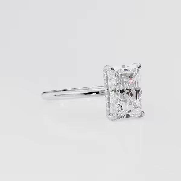 Radiant Cut Solitaire Hidden Halo Ring