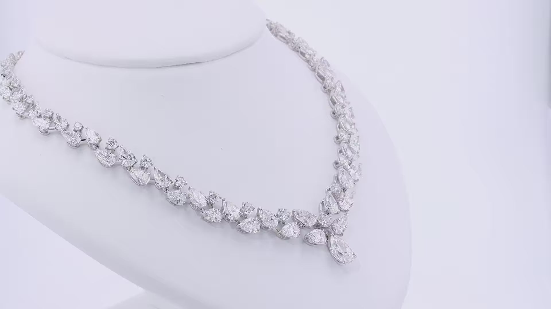 Luxury Bridal Round & Pear Cut Diamond Necklace