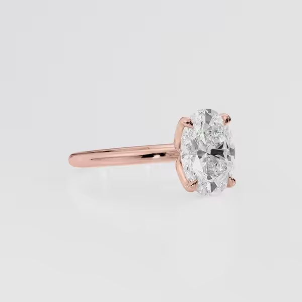 Oval Cut Moissanite Four Prong Solitaire Engagement Ring