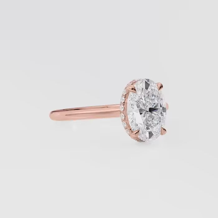 Oval Cut Diamond Hidden Halo Solitaire Engagement Ring