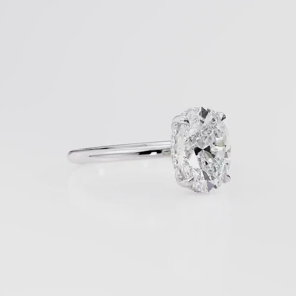 Oval Cut Moissanite Hidden Halo Engagement Ring 14K Gold Women