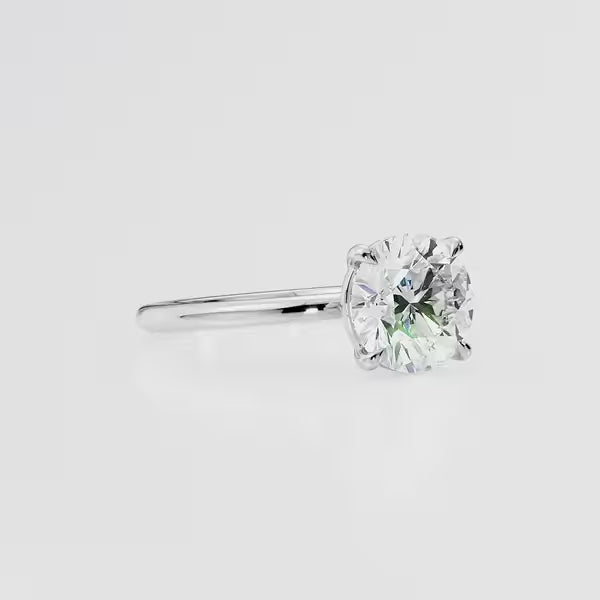 Round Cut Moissanite Four Prong Solitaire Engagement Ring 14K Gold