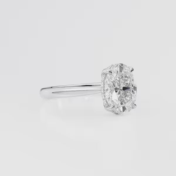 Oval Cut Cathedral Hidden Halo Engagement Ring