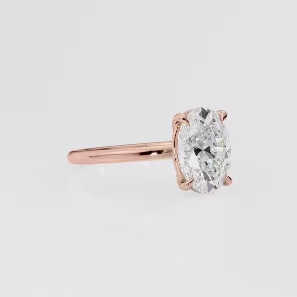 Oval Cut Solitaire Engagement Ring 14K White Gold Women