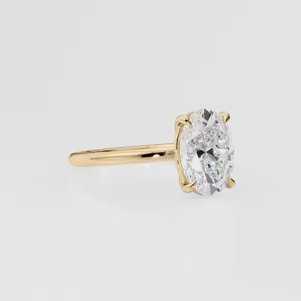 Oval Cut Solitaire Engagement Ring 14K White Gold Women