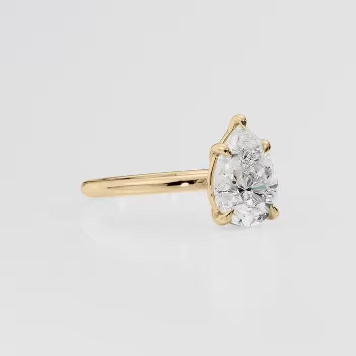 Pear Cut Solitaire Diamond Engagement Ring Classic Promise Ring