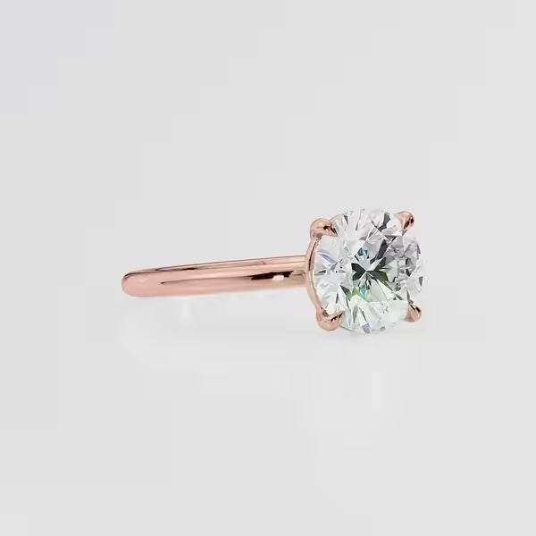 Round Cut Moissanite Four Prong Solitaire Engagement Ring 14K Gold