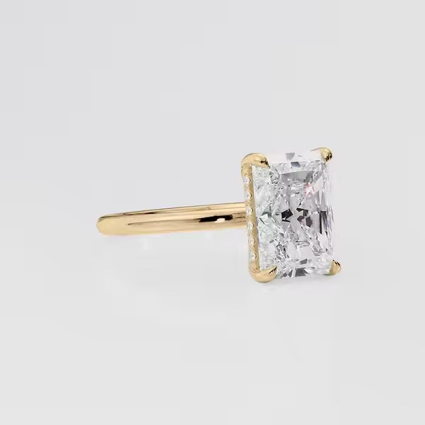 Radiant Cut Solitaire Hidden Halo Ring