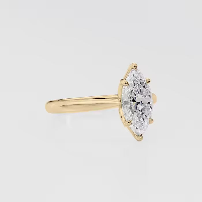 Marquise Cut Diamond Cathedral Engagement Ring for women