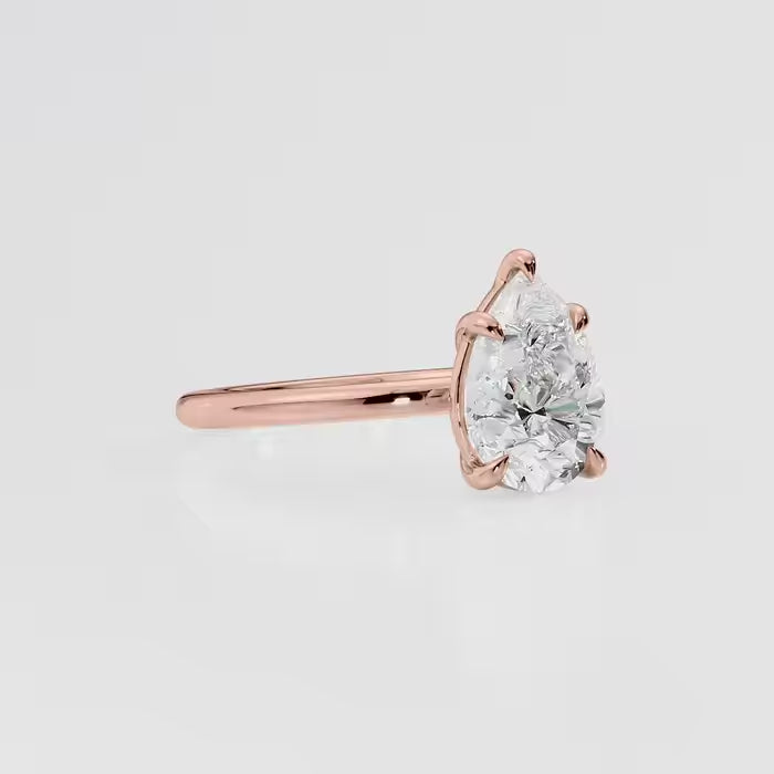 Pear Cut Solitaire Diamond Engagement Ring Classic Promise Ring