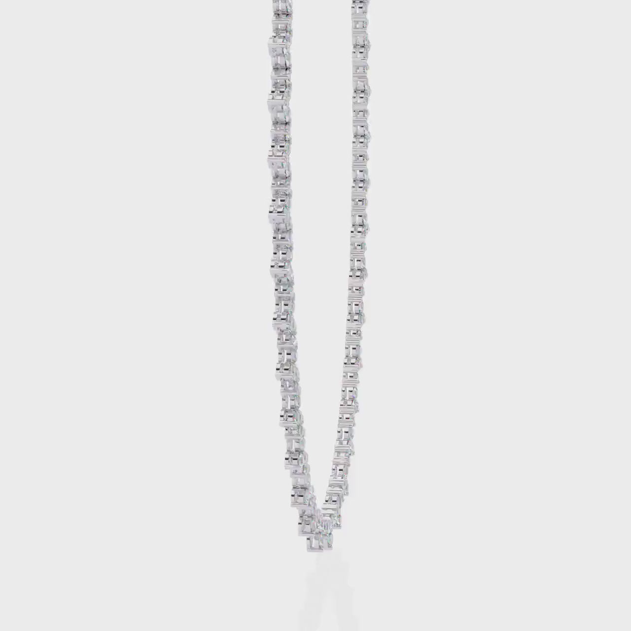 Round Diamond Three Prong Tennis Necklace for Women