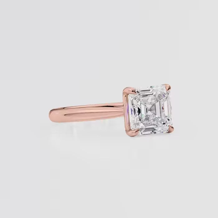 Asscher Cut Cathedral Engagement Ring Classic Four Prong Setting