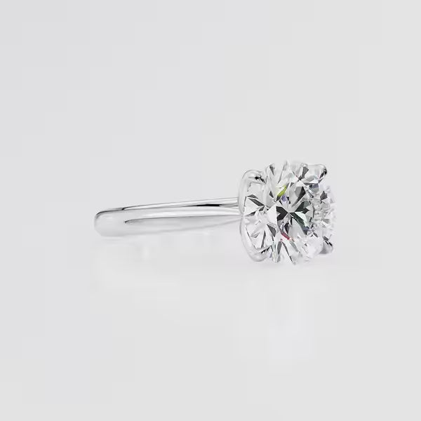 Round Cut Moissanite Engagement Ring Cathedral Setting Design