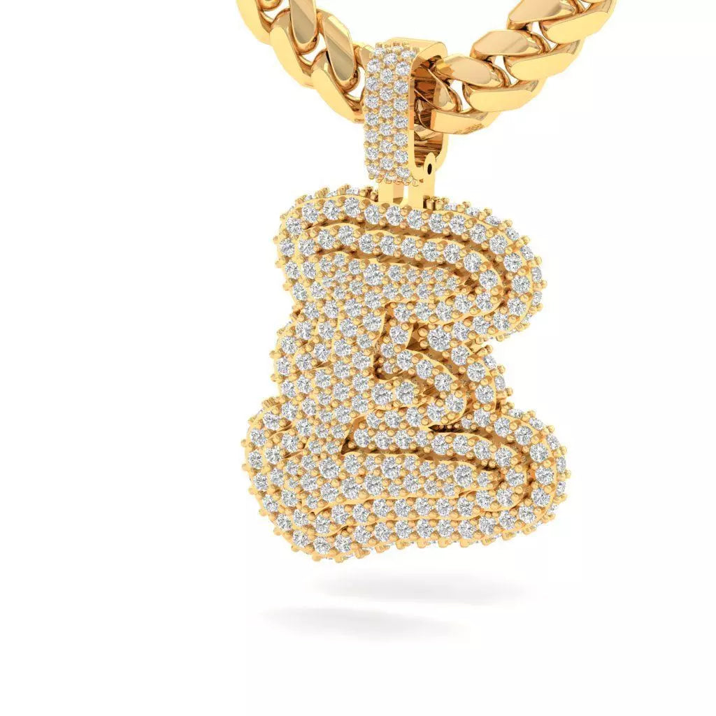 Iced Out E Letter Diamond Hip Hop Pendant