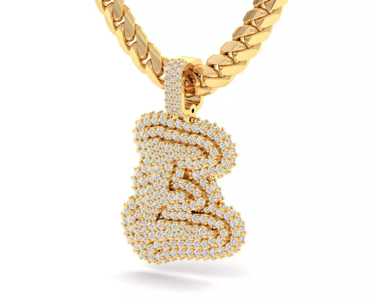 Iced Out E Letter Diamond Hip Hop Pendant