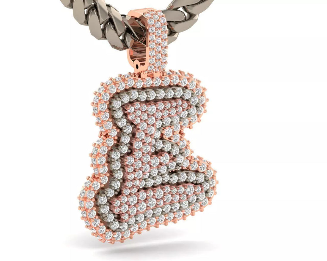 Iced Out E Letter Diamond Hip Hop Pendant