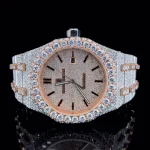 AP Rose White Quartz Movement Moissanite Diamond Watch