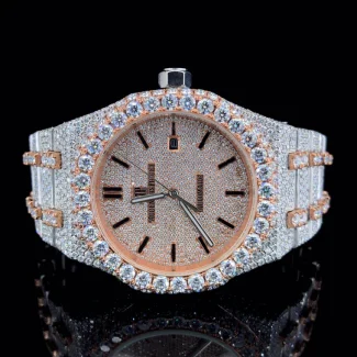 AP Rose White Quartz Movement Moissanite Diamond Watch