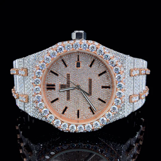 AP Rose White Quartz Movement Moissanite Diamond Watch