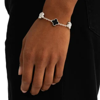 Iced Black Clover Bracelet