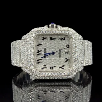 Cartier Silver with Arabic Dial Diamond Watch
