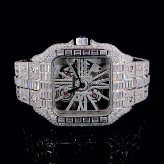 Cartier Skeleton Silver with Baguette Diamond Watch