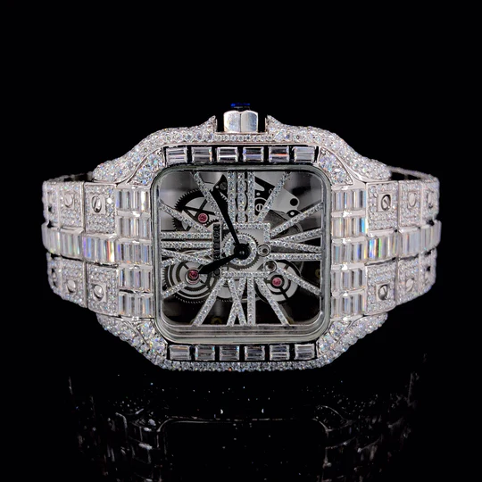 Cartier Skeleton Silver with Baguette Diamond Watch